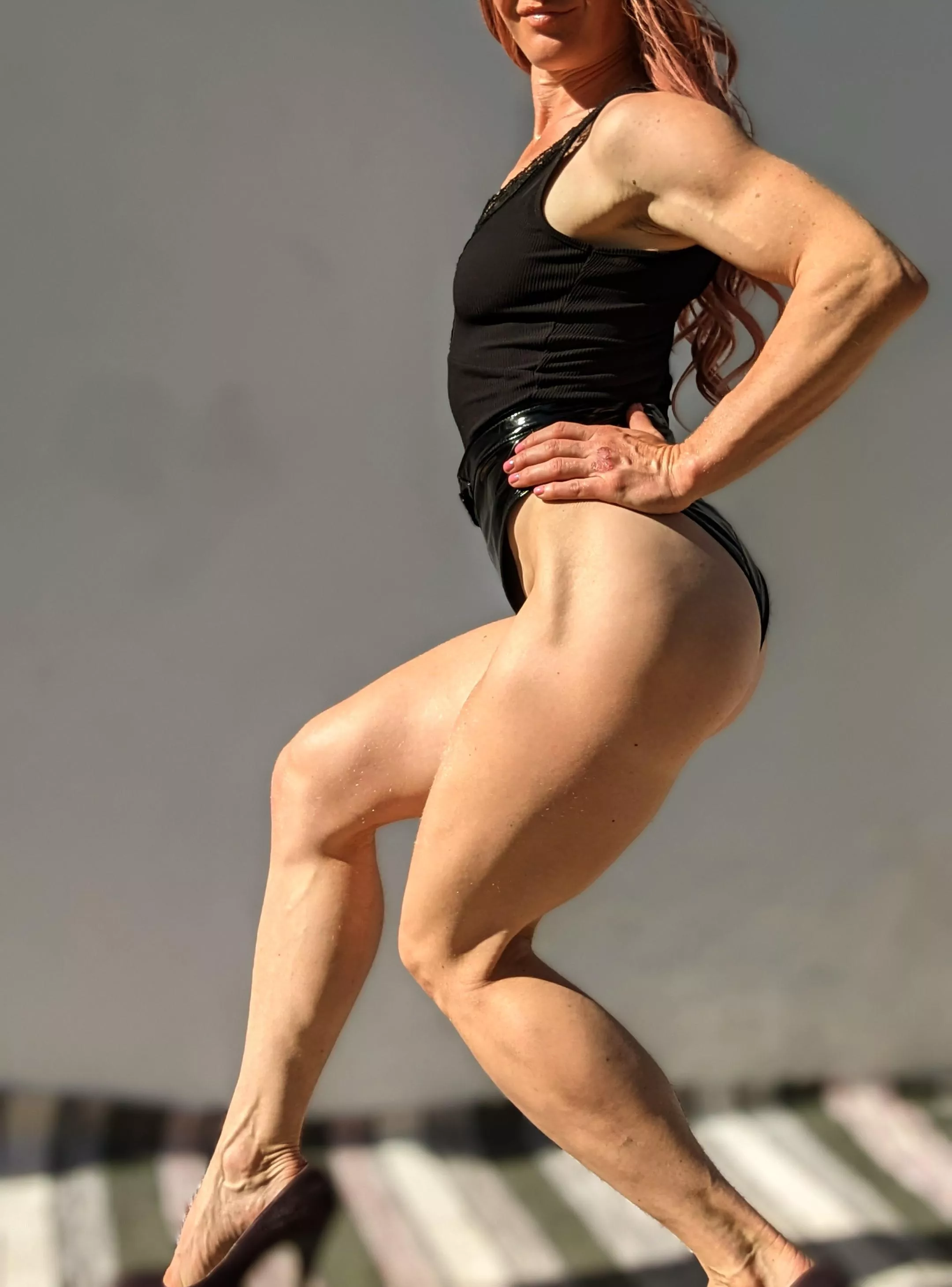 Athletic legs with the cheeky power of strength