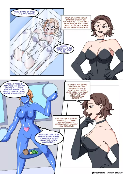 Country boy looks for a job in the city and is turned into a woman and then into a sex doll