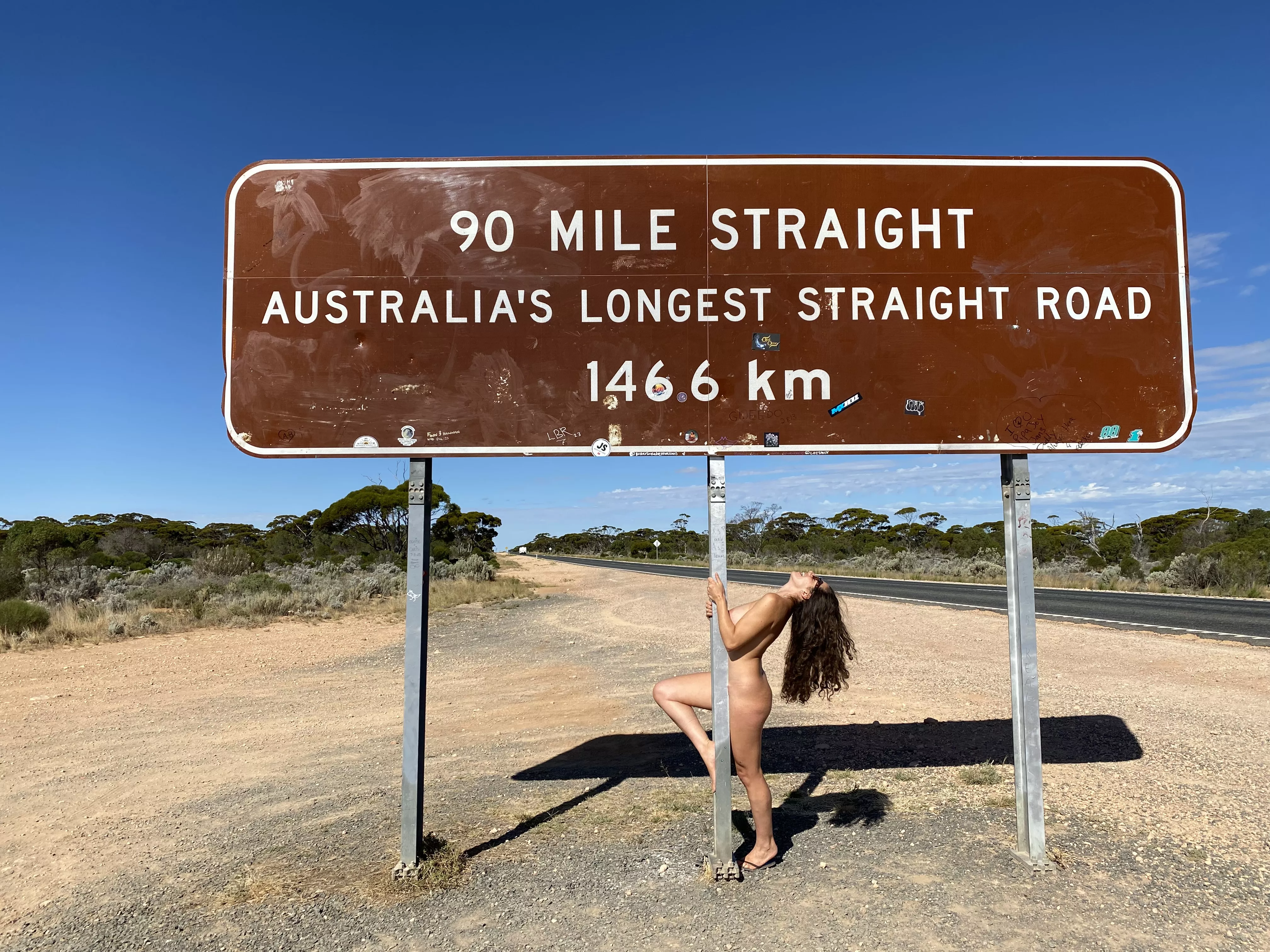 Crossing the longest stretch of road in Australia!