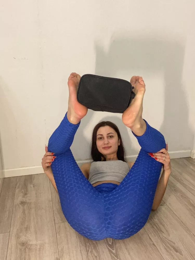 Legs wide open, for easy access