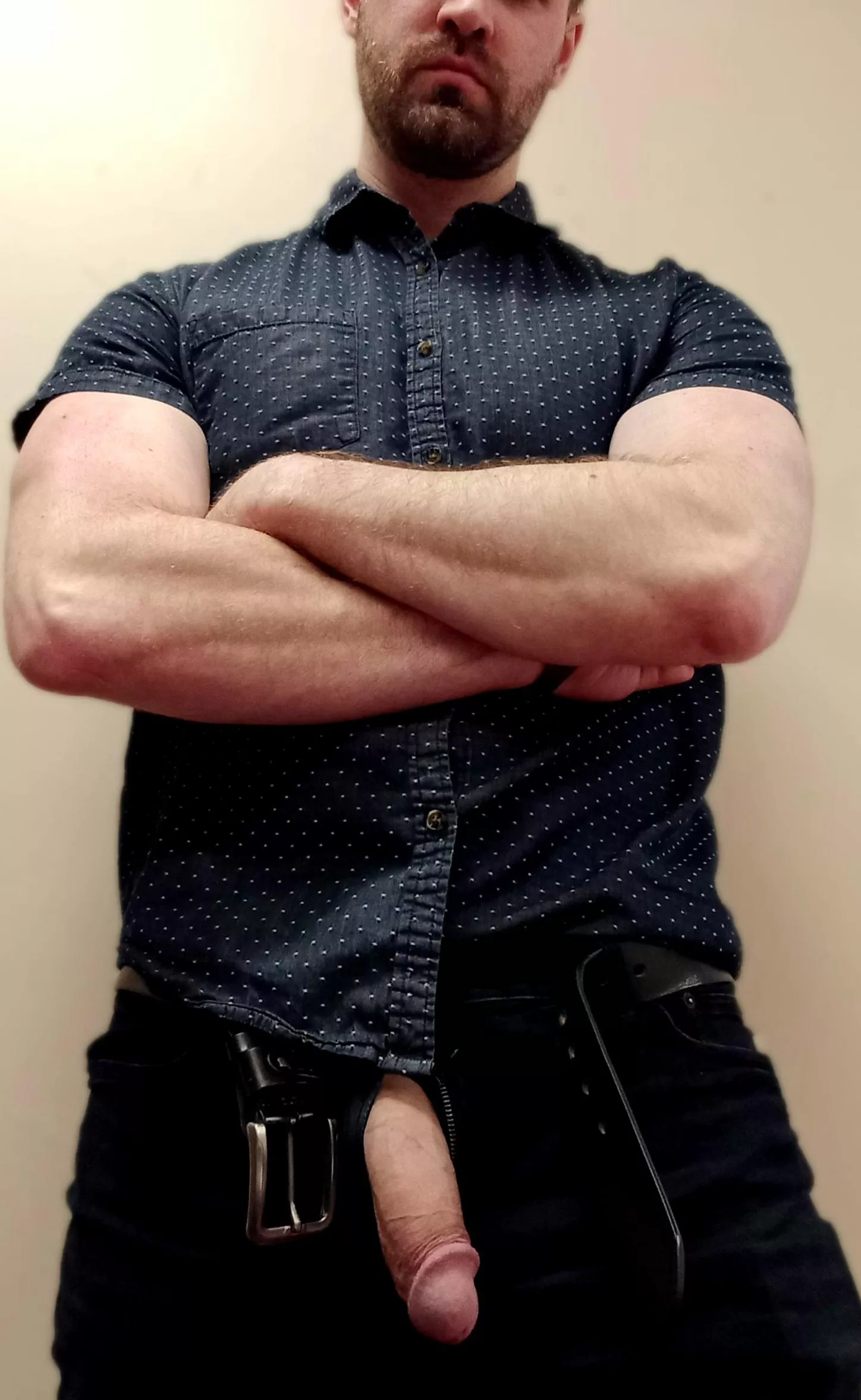 Letting my soft cock hang free at the office. It couldn't wait for the weekend to start.