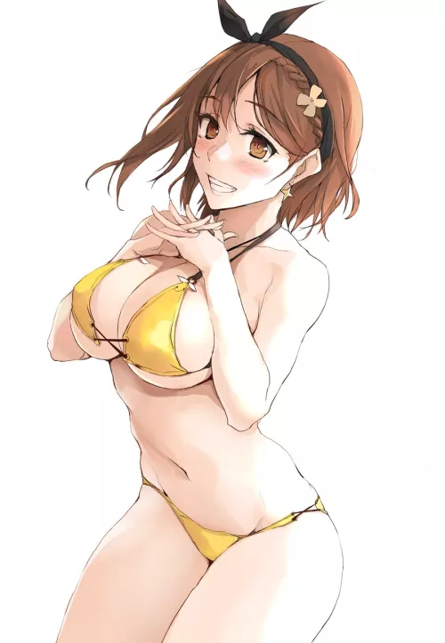 Reisalin Stout Showing Off her Yellow Bikini [Atelier Ryza] (Zekkyon)