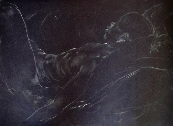 ‘Sunday Supine’ conte’ pencil on paper