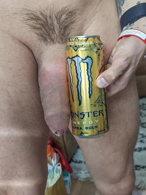 a Monster, and an energy drink