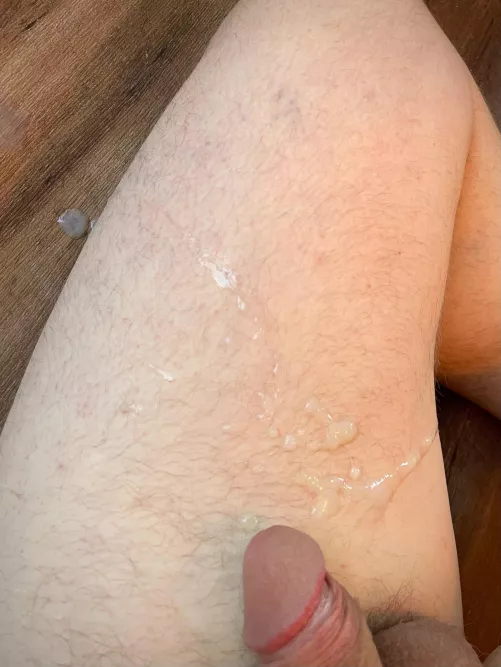 A tasty load on my leg