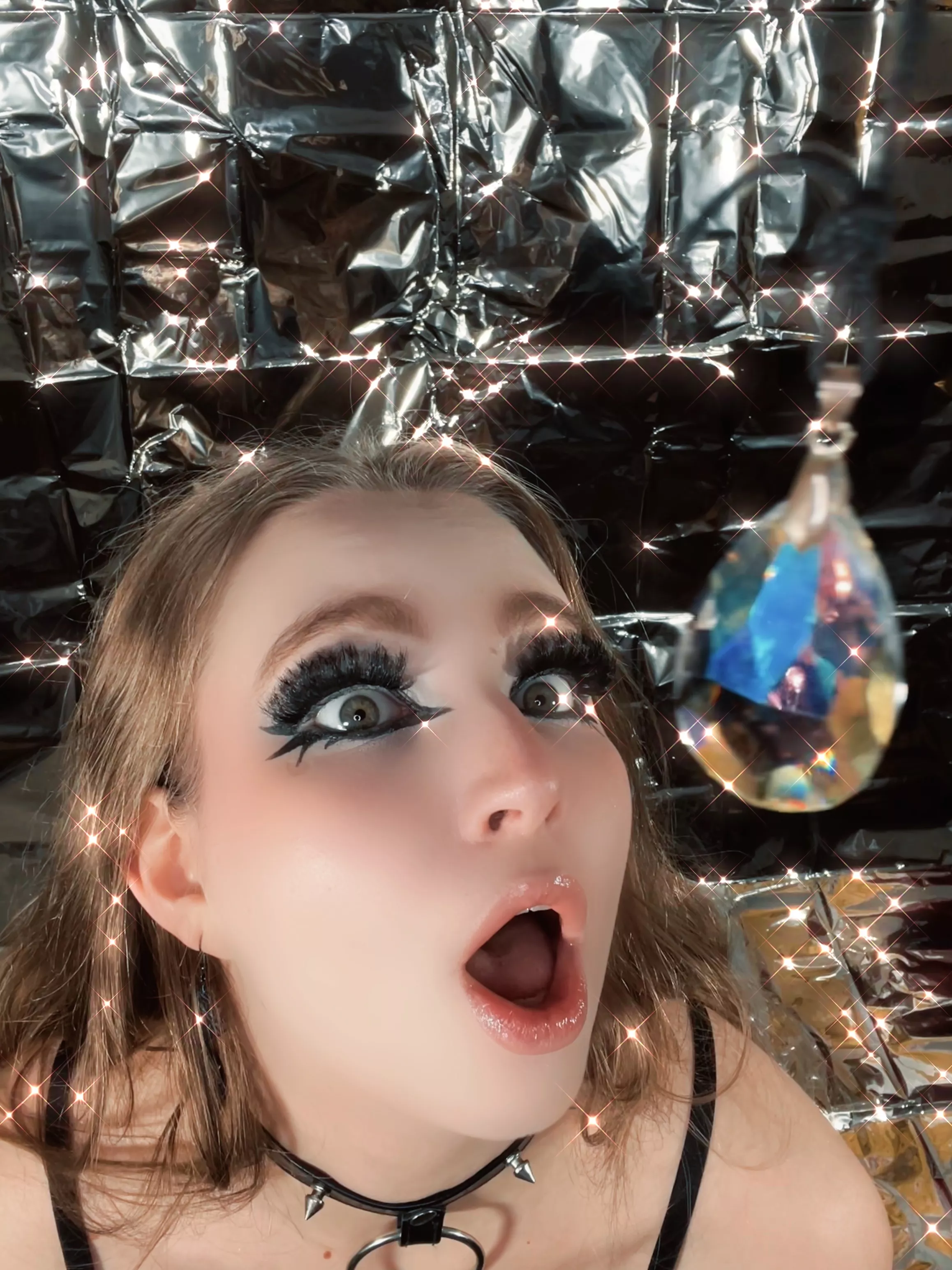 Fixated on the crystal~