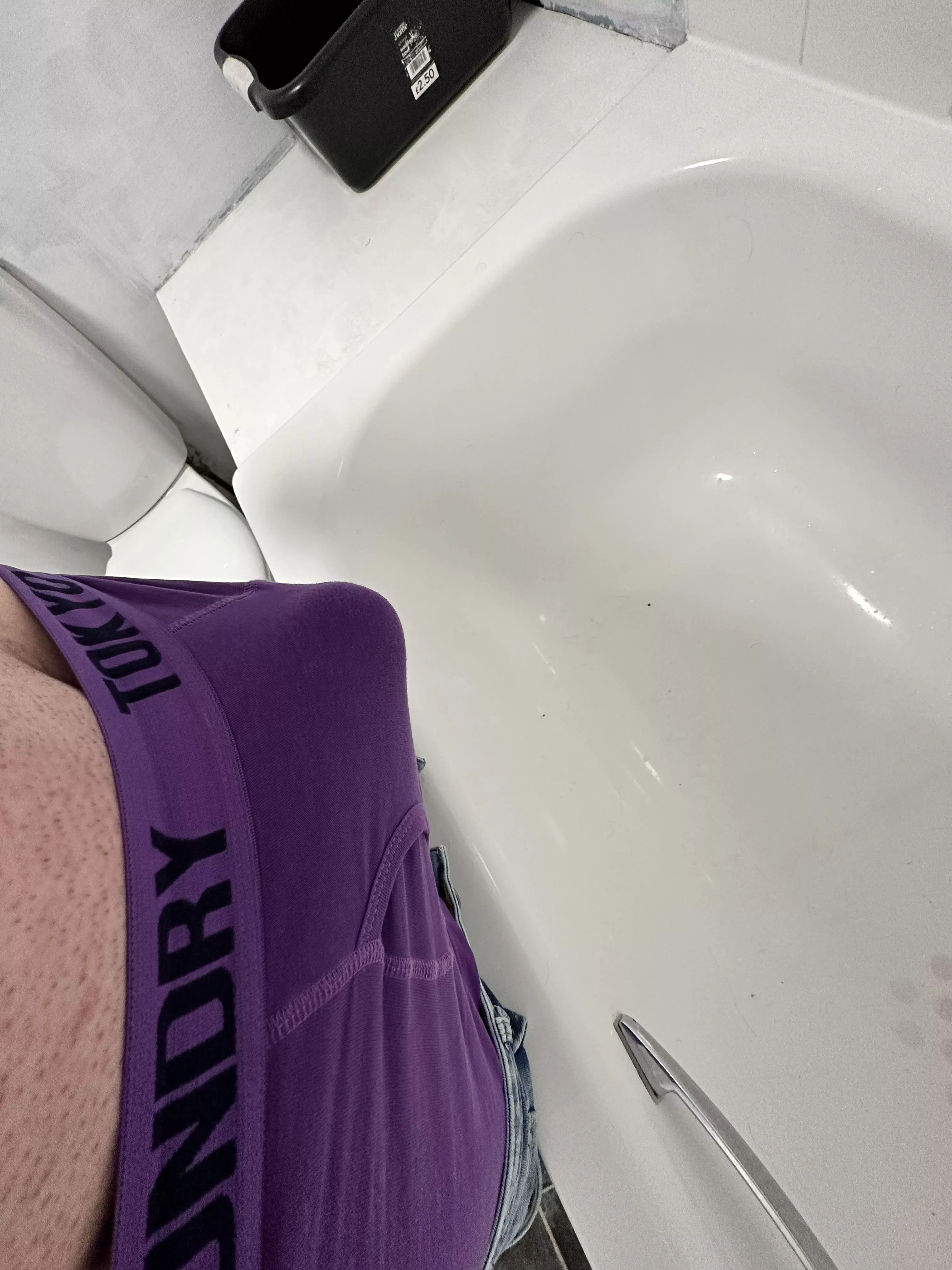 Friday night bulge with hard dick pushing through my boxers.