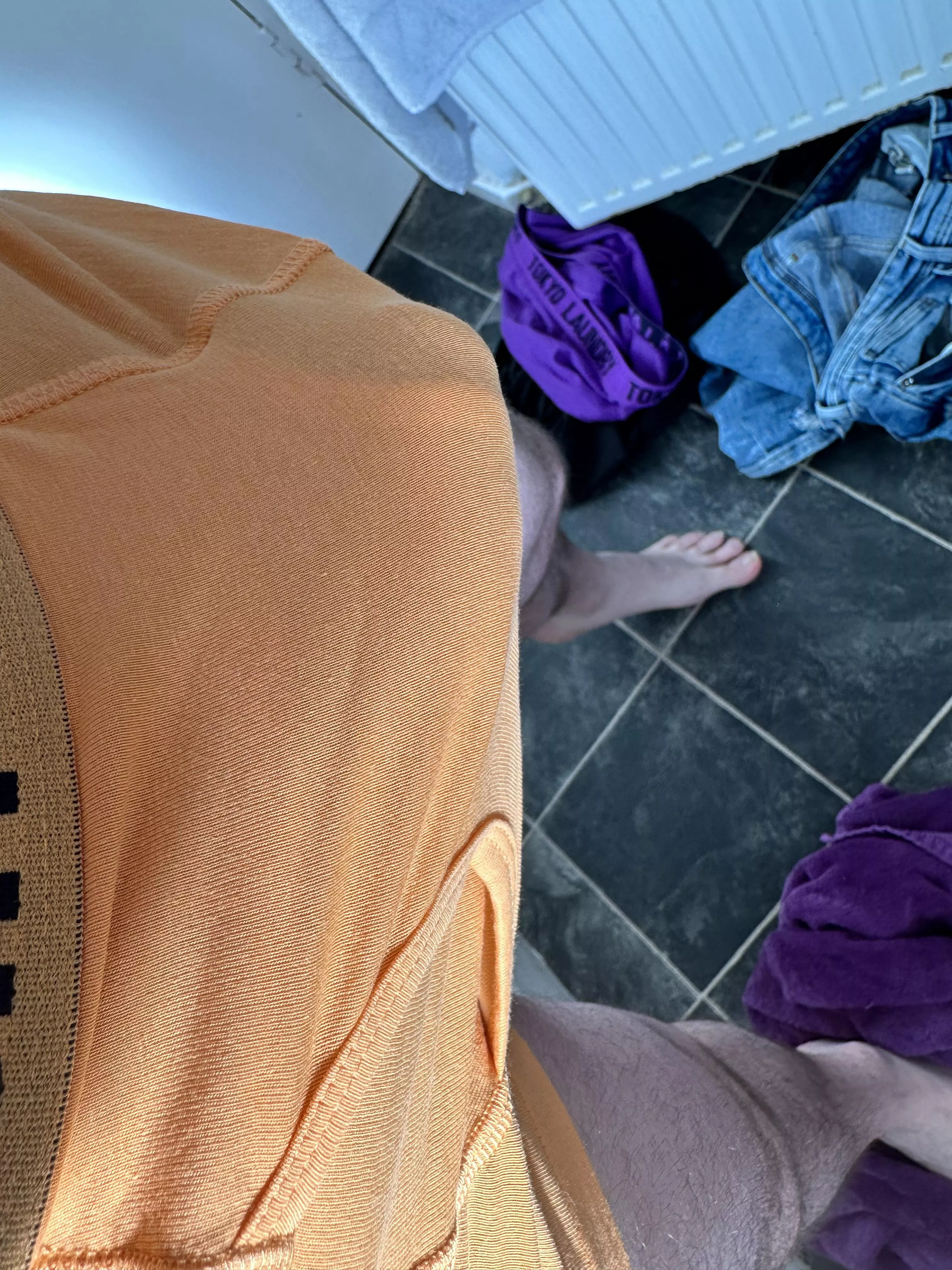 Hard dick bulge in boxer.