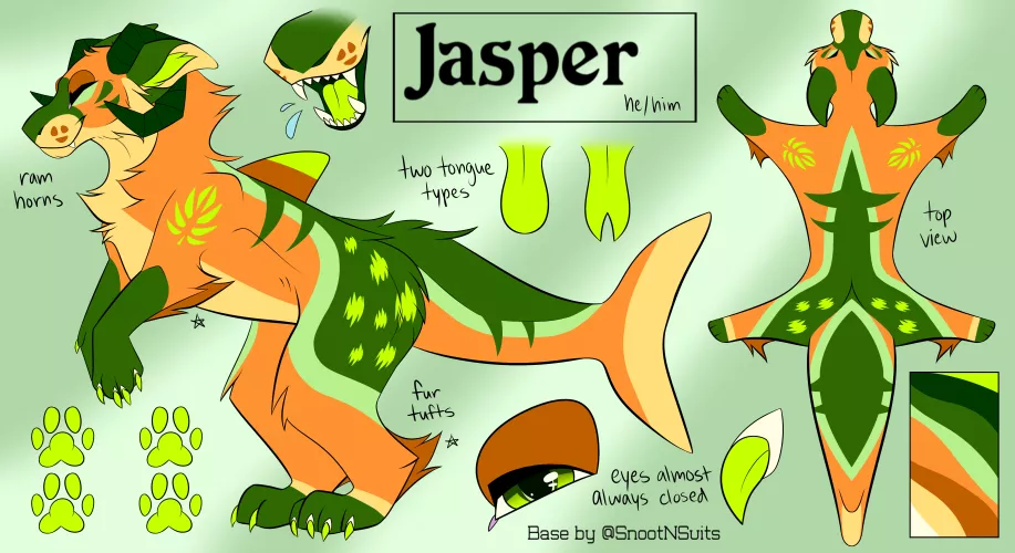 I finally finished my fursona! Meet Jasper!!