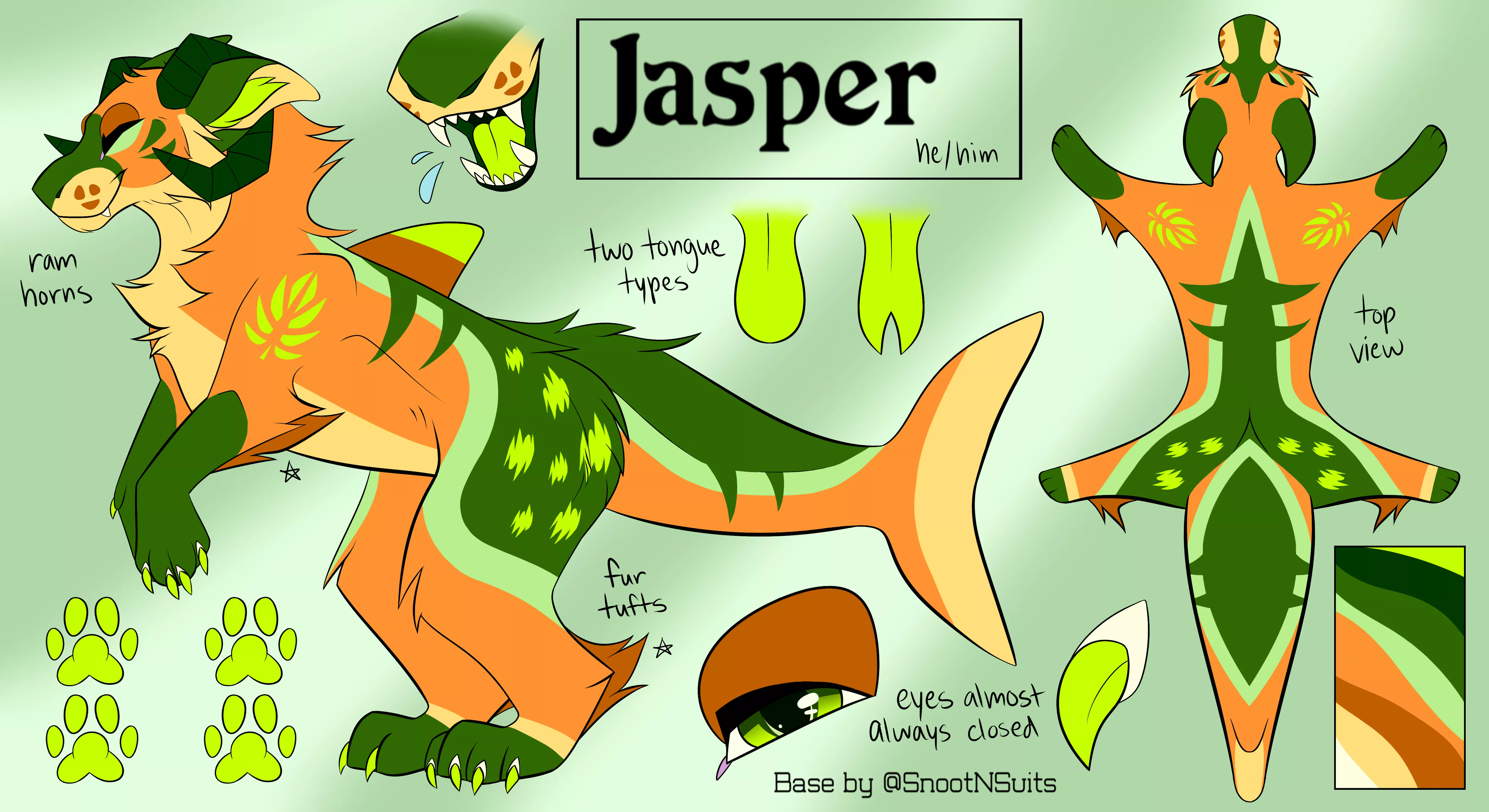 I finally finished my fursona! Meet Jasper!!