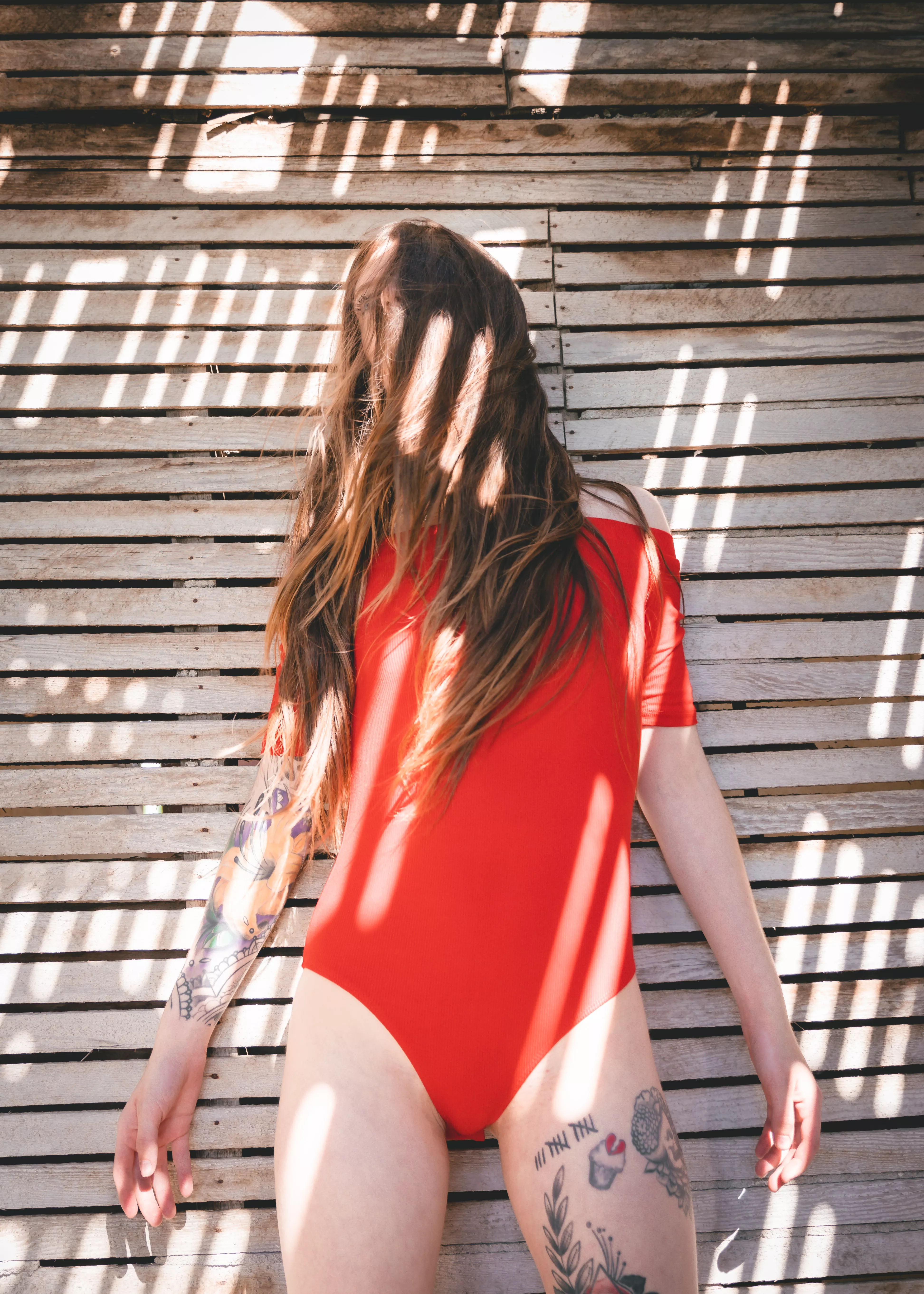 Playing with light on my bodysuit while exploring an abandoned house