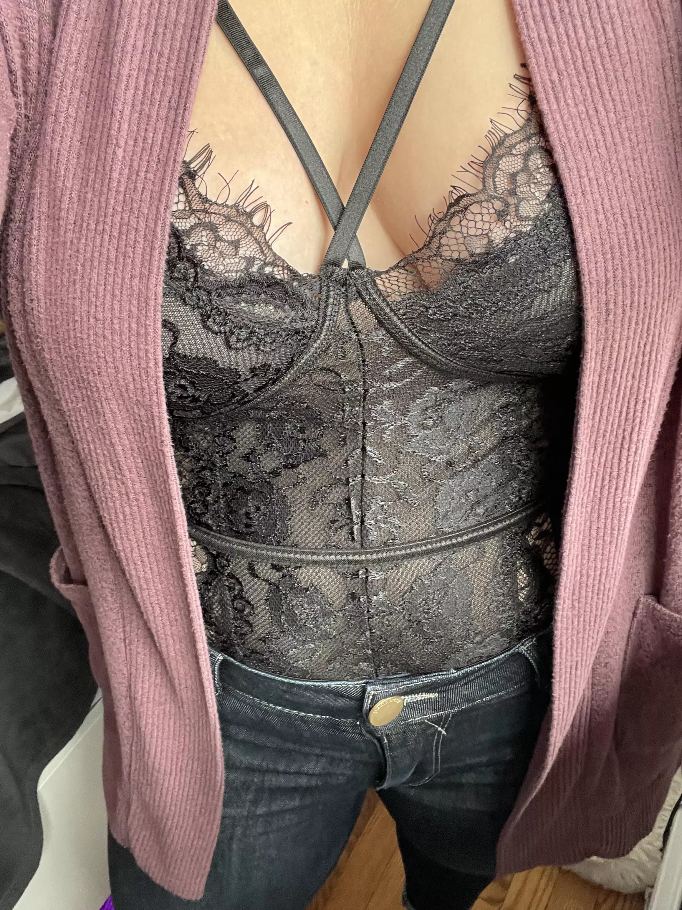 The outfit I picked out for her for our date night… lingerie can be a shirt right?!