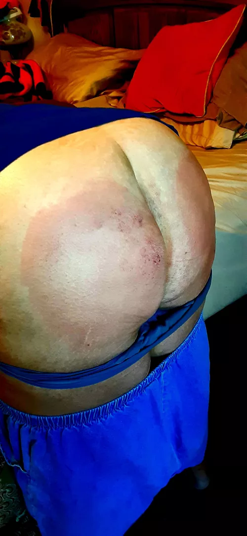 20 swats with hubby's leather paddle for using profanity.