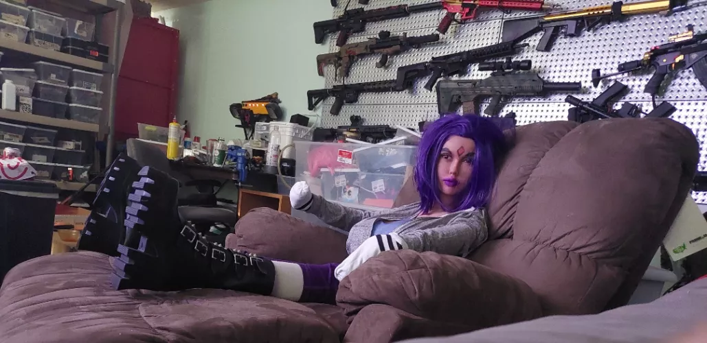 big ass chair makes 5 1 tibby look like a barbie (Halloween pic)