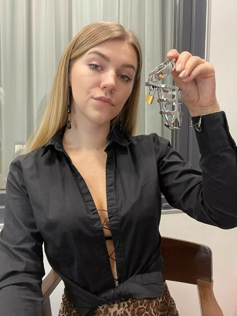 [domme] Now wear your chastity cage, pathetic boy, you are in my power!