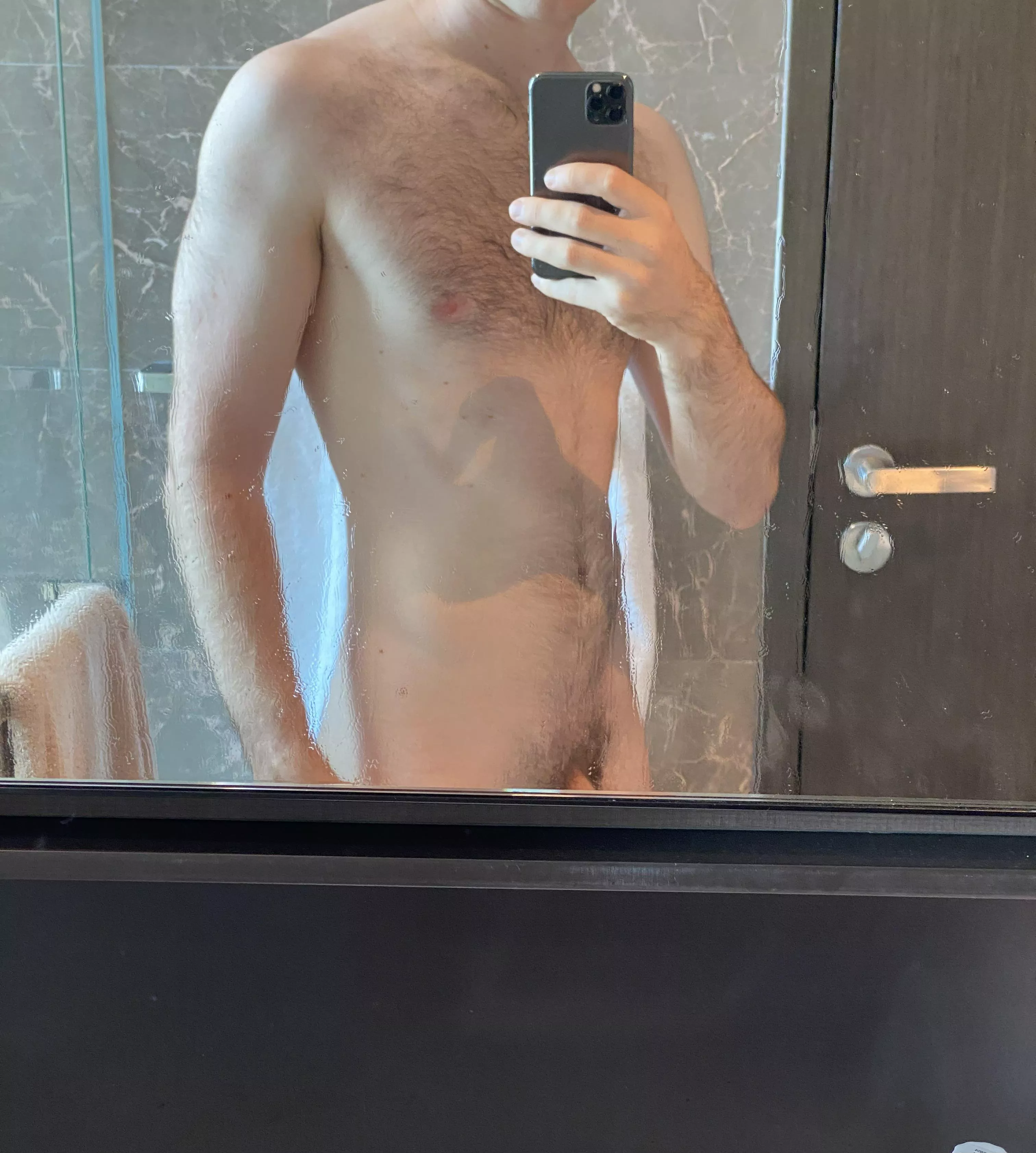 Freshly showered chest