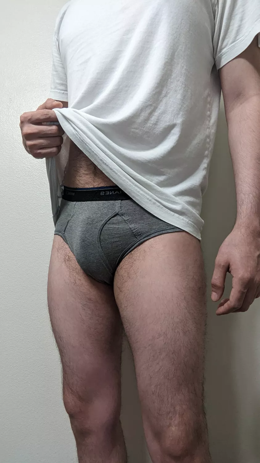 grey Hanes briefs
