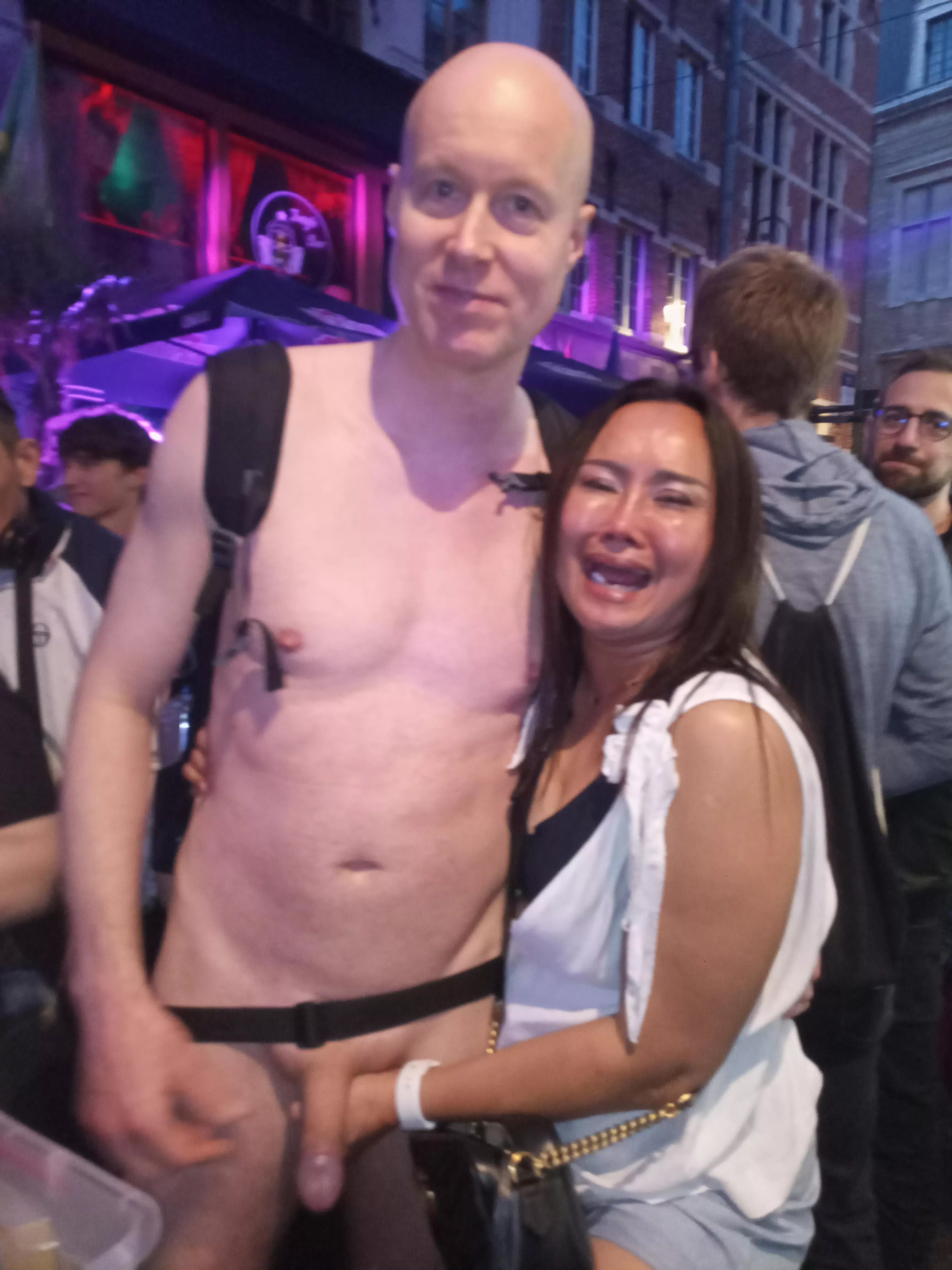She is holding my boner in public!