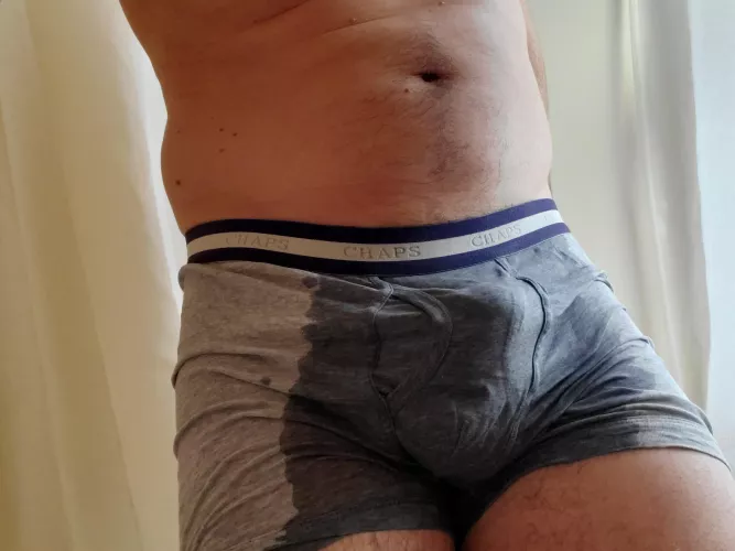 Soaked myself after an afternoon of holding