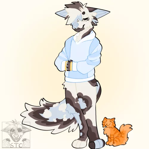 Some fullbody practice ft my babs Socks and one of their cats TT (Art by me!)