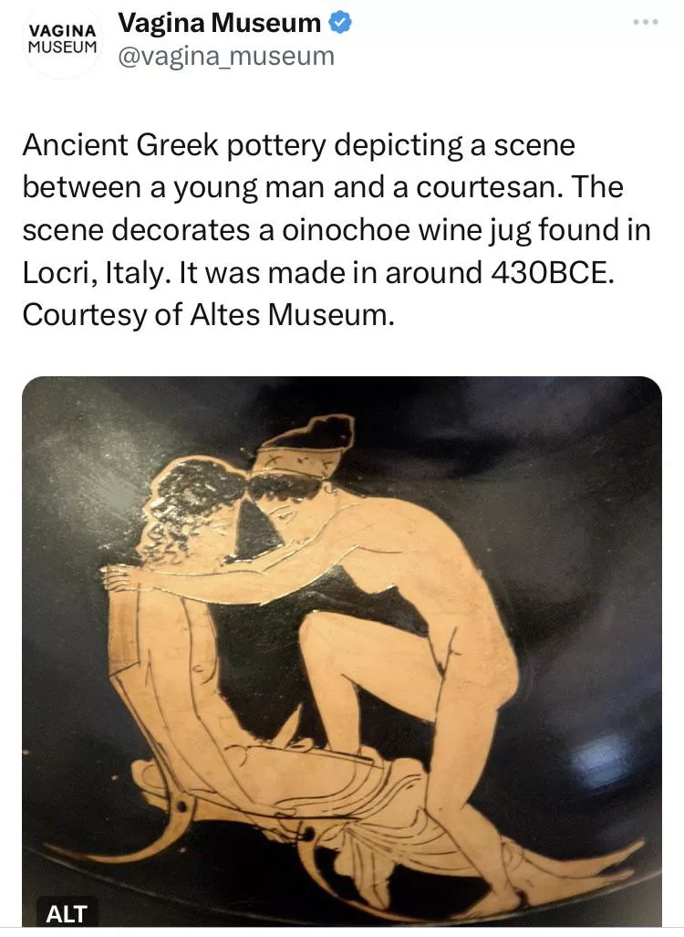 This pottery design from Ancient Greece has gentle femdom vibes.