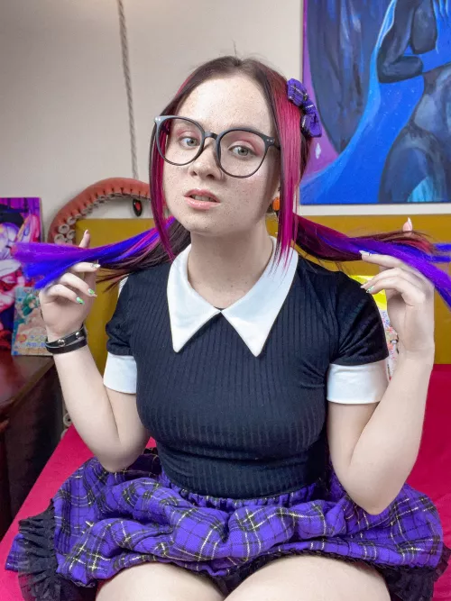 Your lovely lady with glasses and in a flirty mood