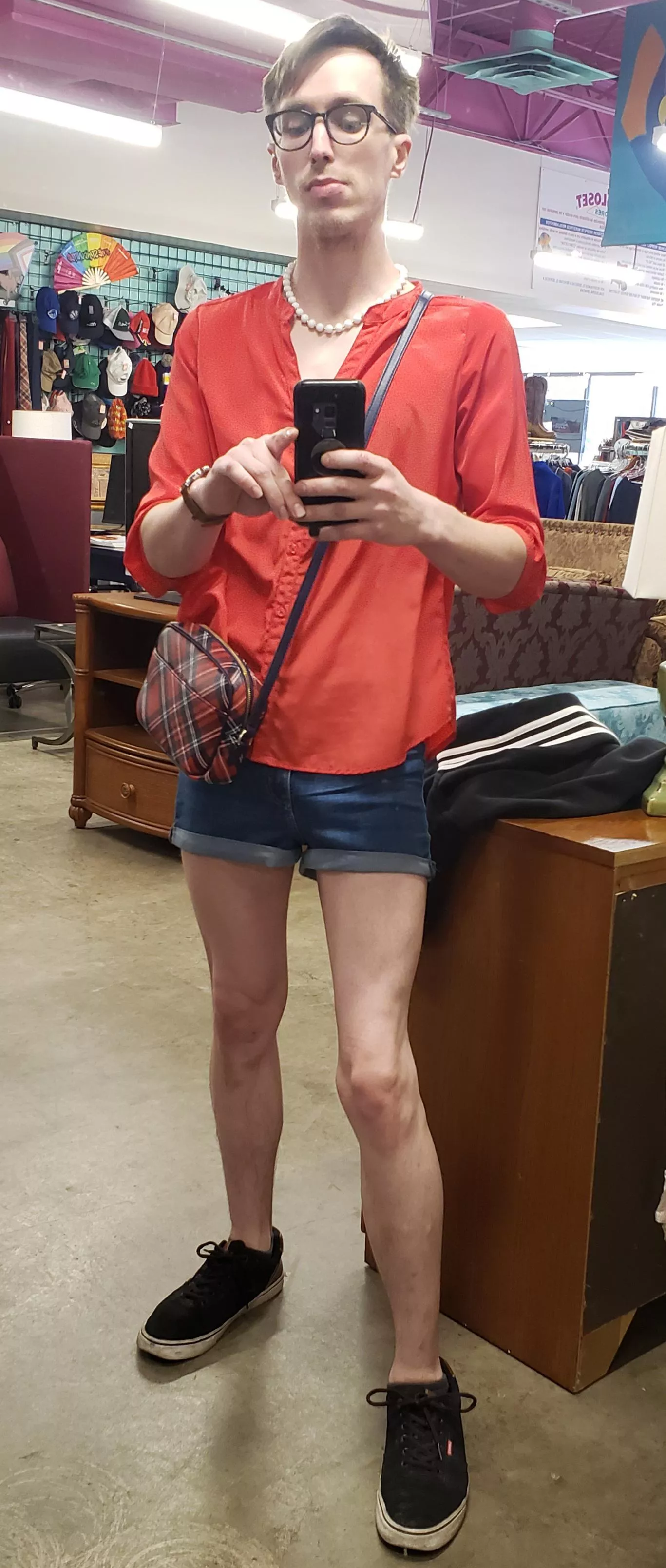 coming out slowly into my own. first femboy outfit i put together.
