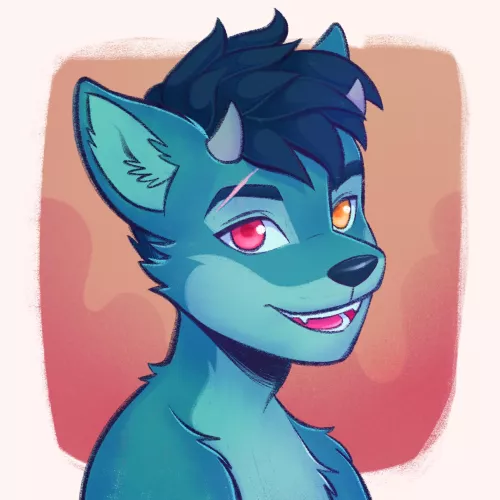 Just a wolfie boy with horns because why not (art by me)