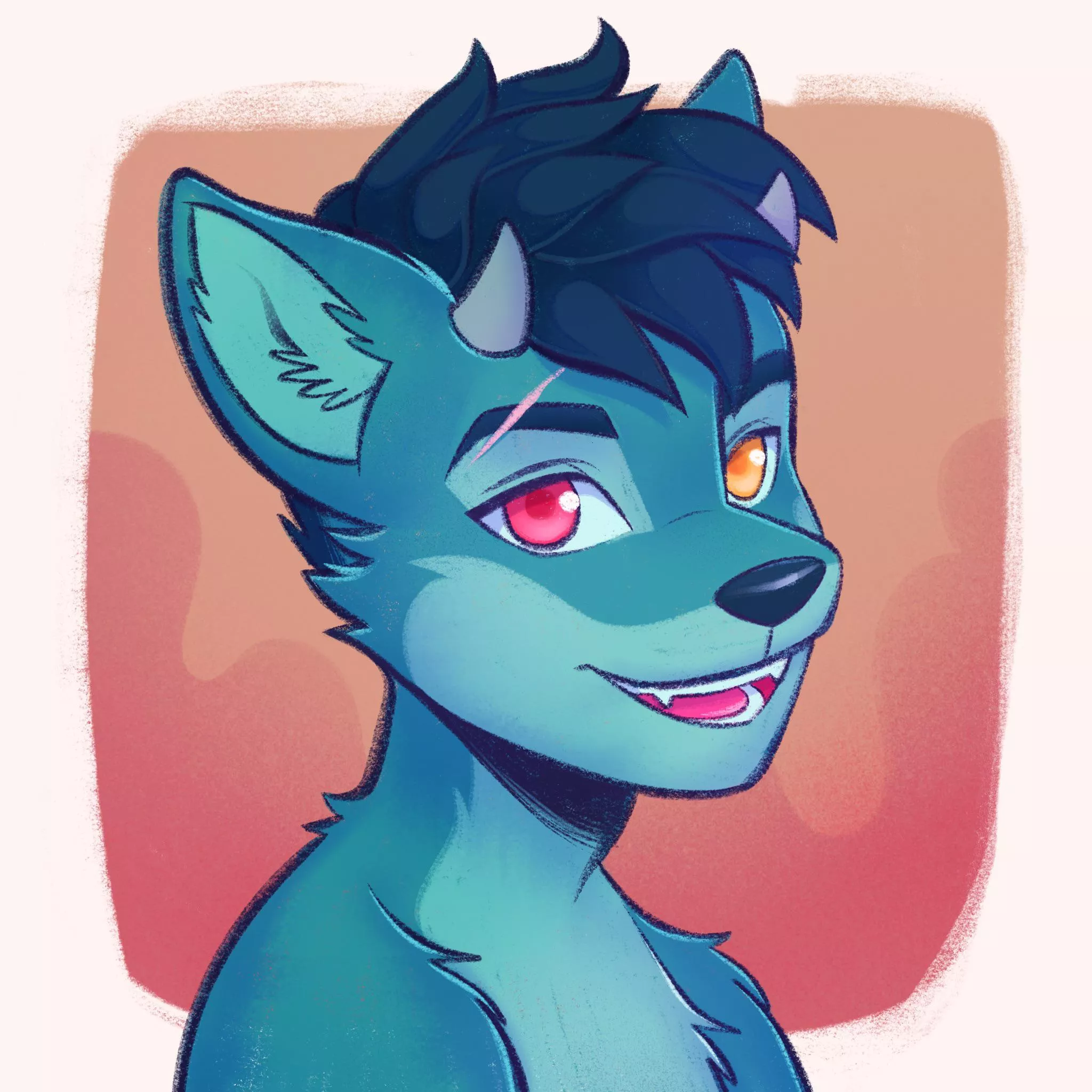 Just a wolfie boy with horns because why not (art by me)