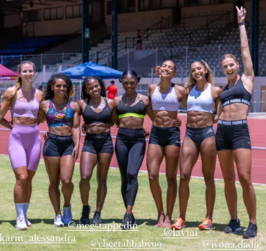 Karin Strametz - Austrian hurdler, Dezerea Bryant - American sprinter, Megan Tapper - Jamaican hurdler, Christania Williams - Jamaican sprinter, Lina Nielsen - British hurdler, Laviai Nielsen -British sprinter, and Ivona Dadic - Austrian heptathlete.