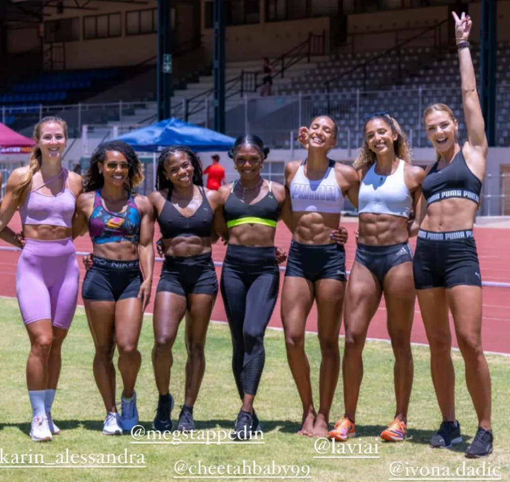 Karin Strametz - Austrian hurdler, Dezerea Bryant - American sprinter, Megan Tapper - Jamaican hurdler, Christania Williams - Jamaican sprinter, Lina Nielsen - British hurdler, Laviai Nielsen -British sprinter, and Ivona Dadic - Austrian heptathlete.