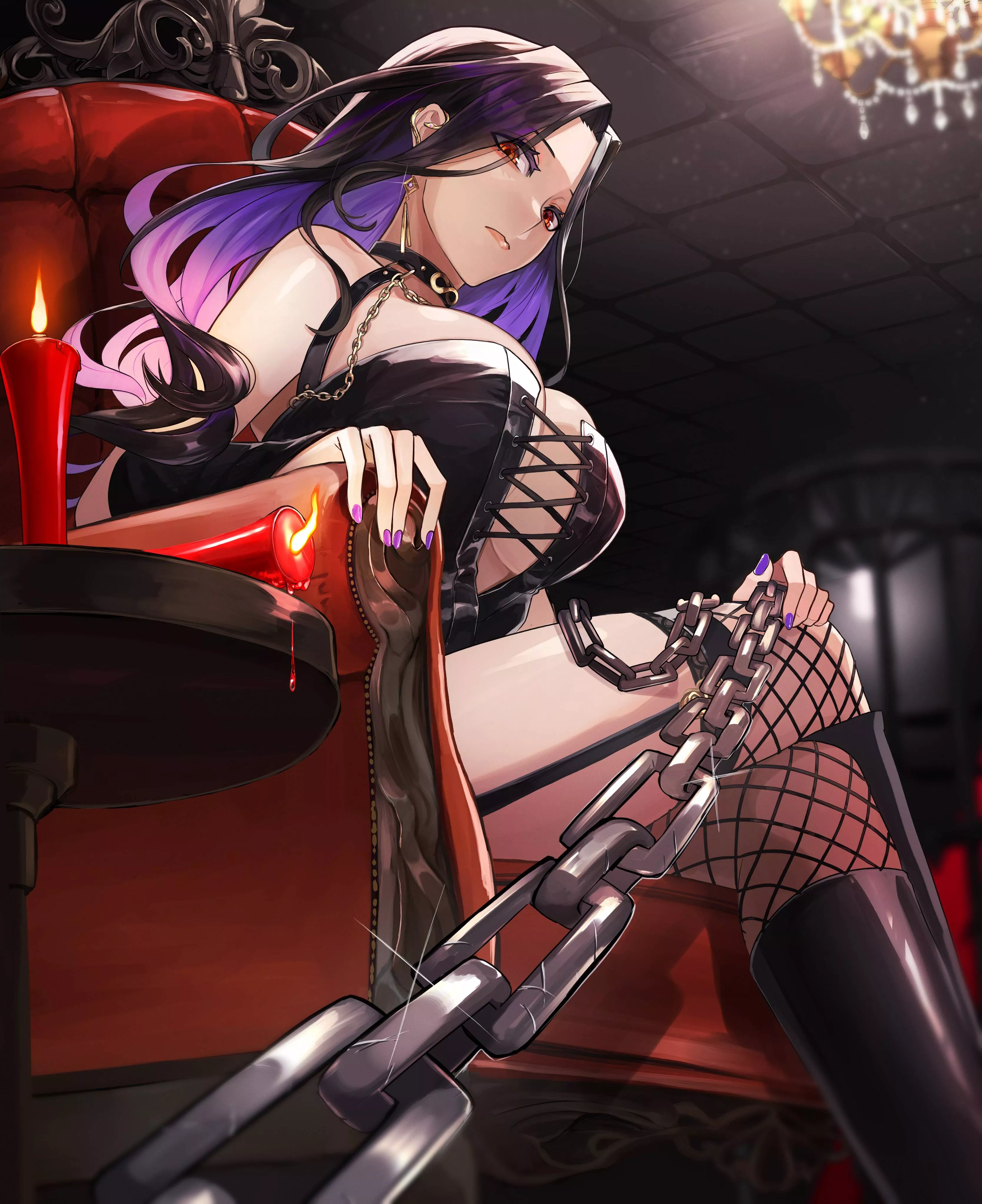 Mistress Tomoe looking at her pet