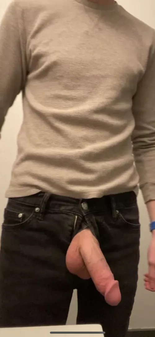 My zipper couldn’t contain my horse cock