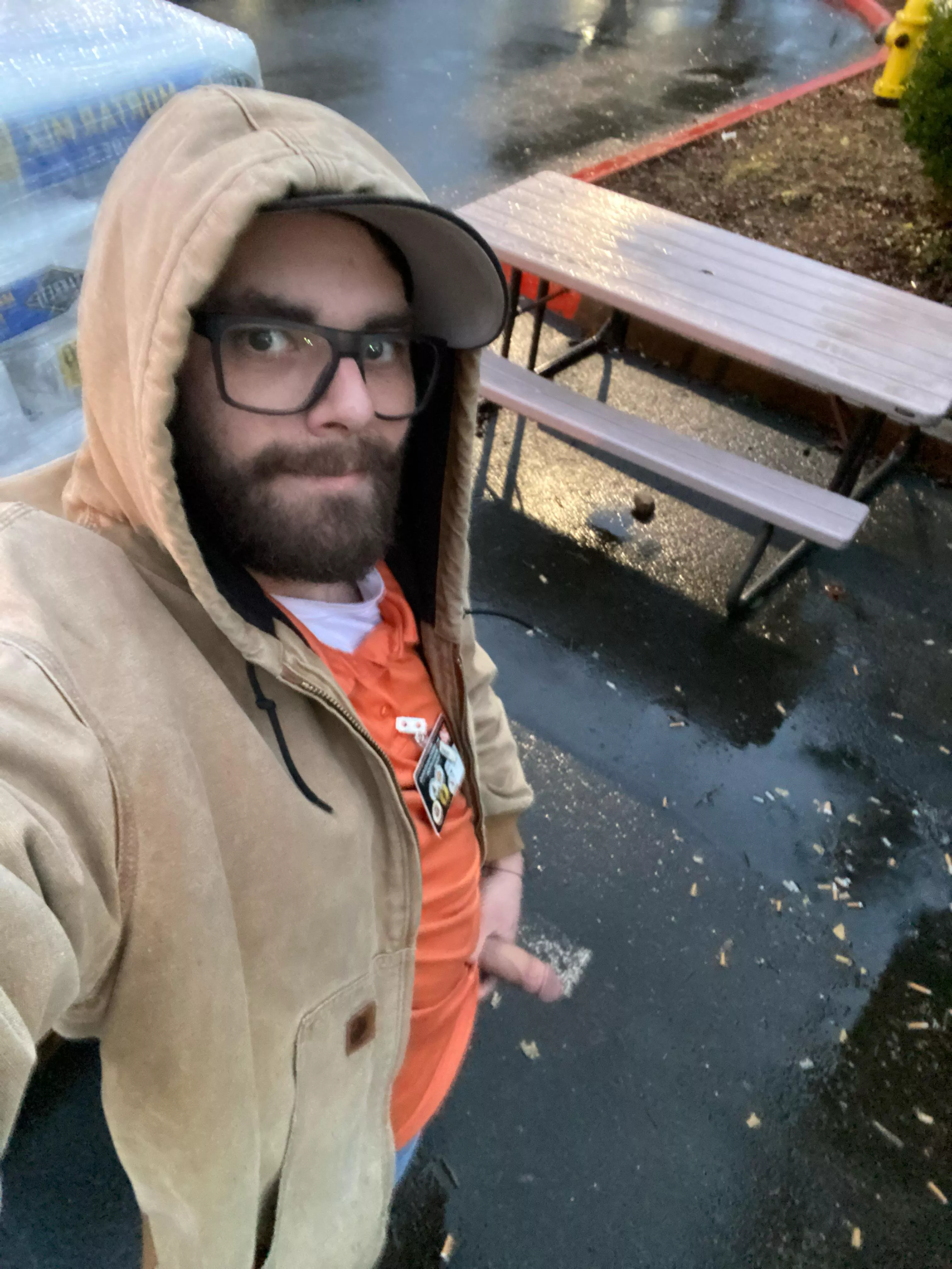 Semi out in the rain