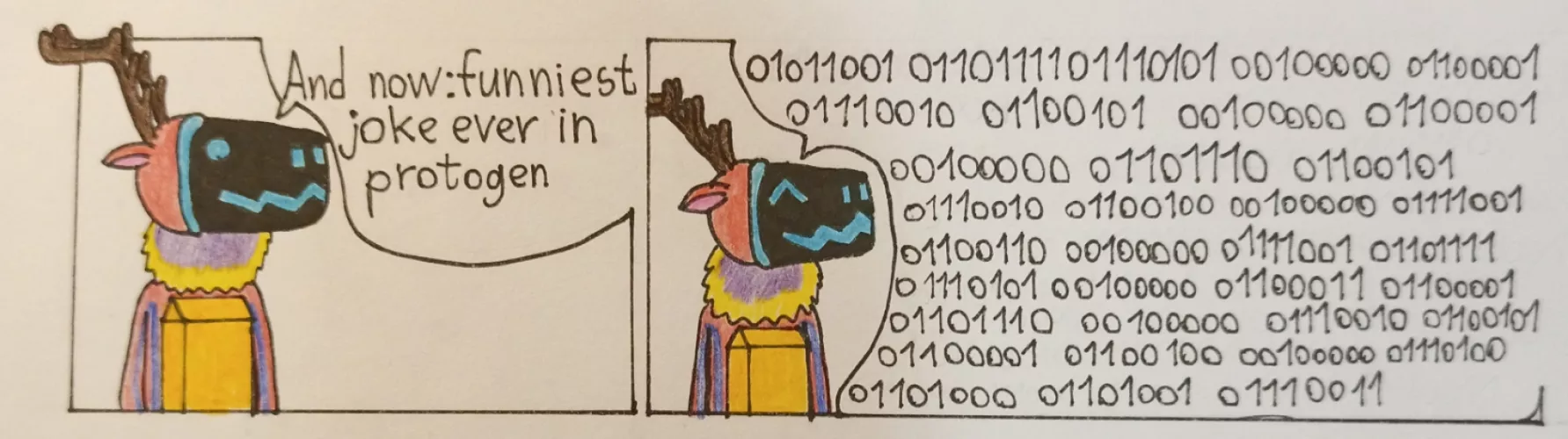 The language of protos(Art by me Protogen character and idea help by u/That1cat87)