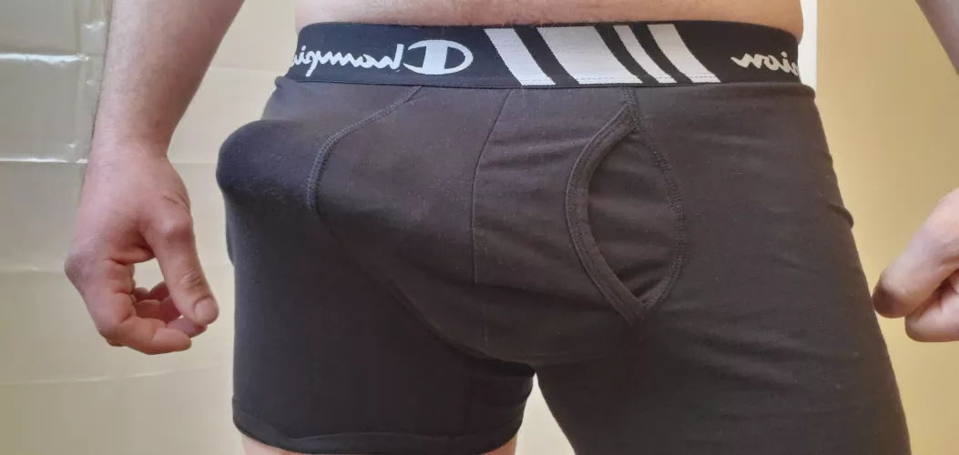 They say black is slimming but my cock still looks pretty fat