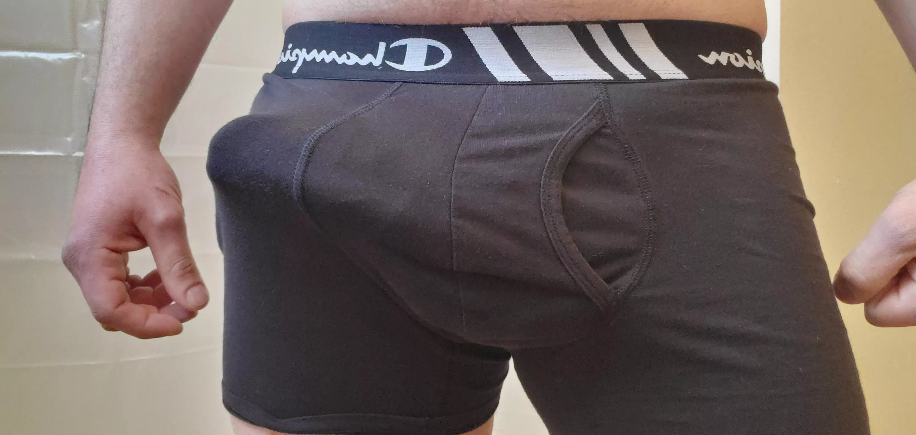 They say black is slimming but my cock still looks pretty fat