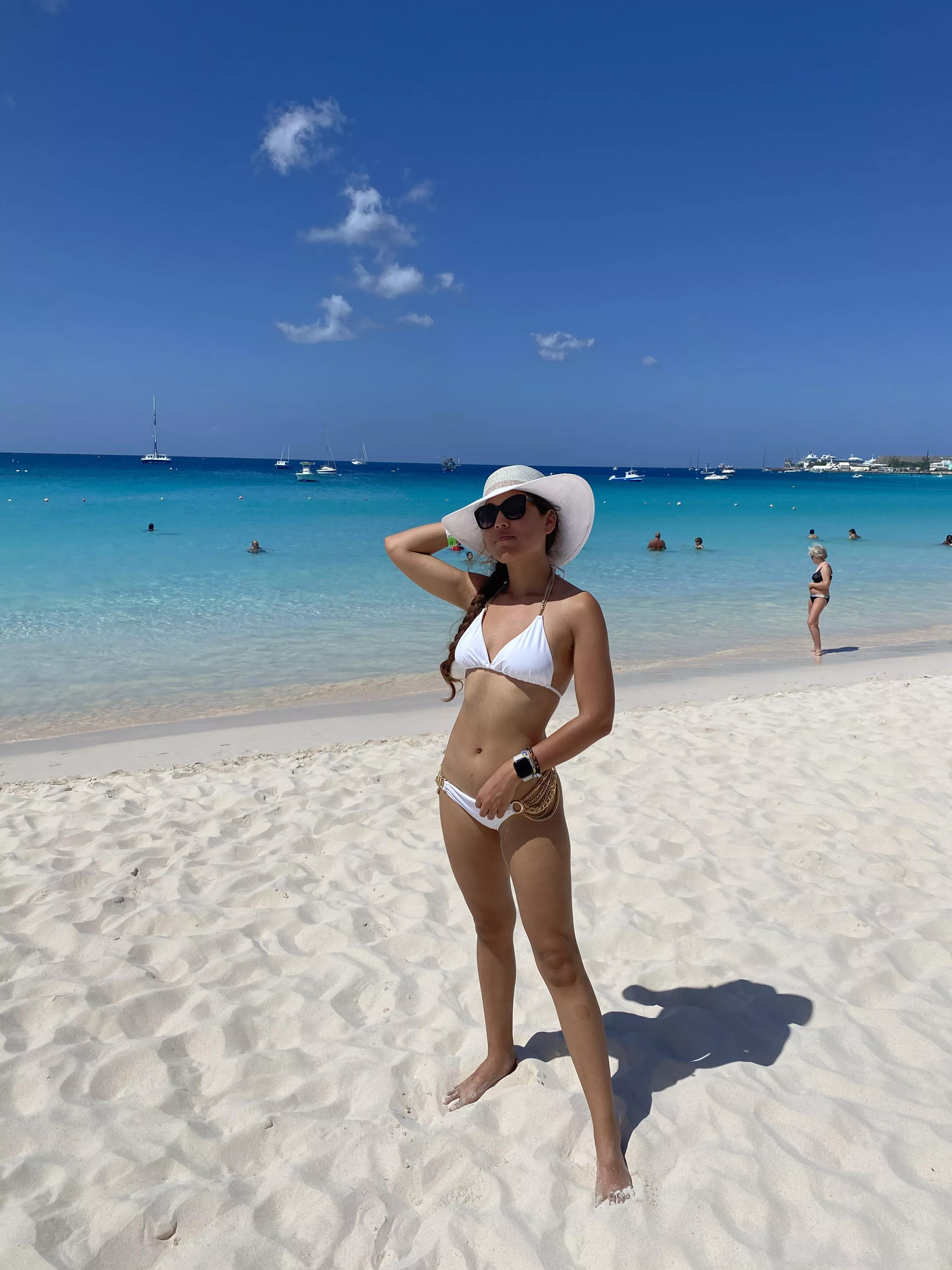 White sands, white bikini...