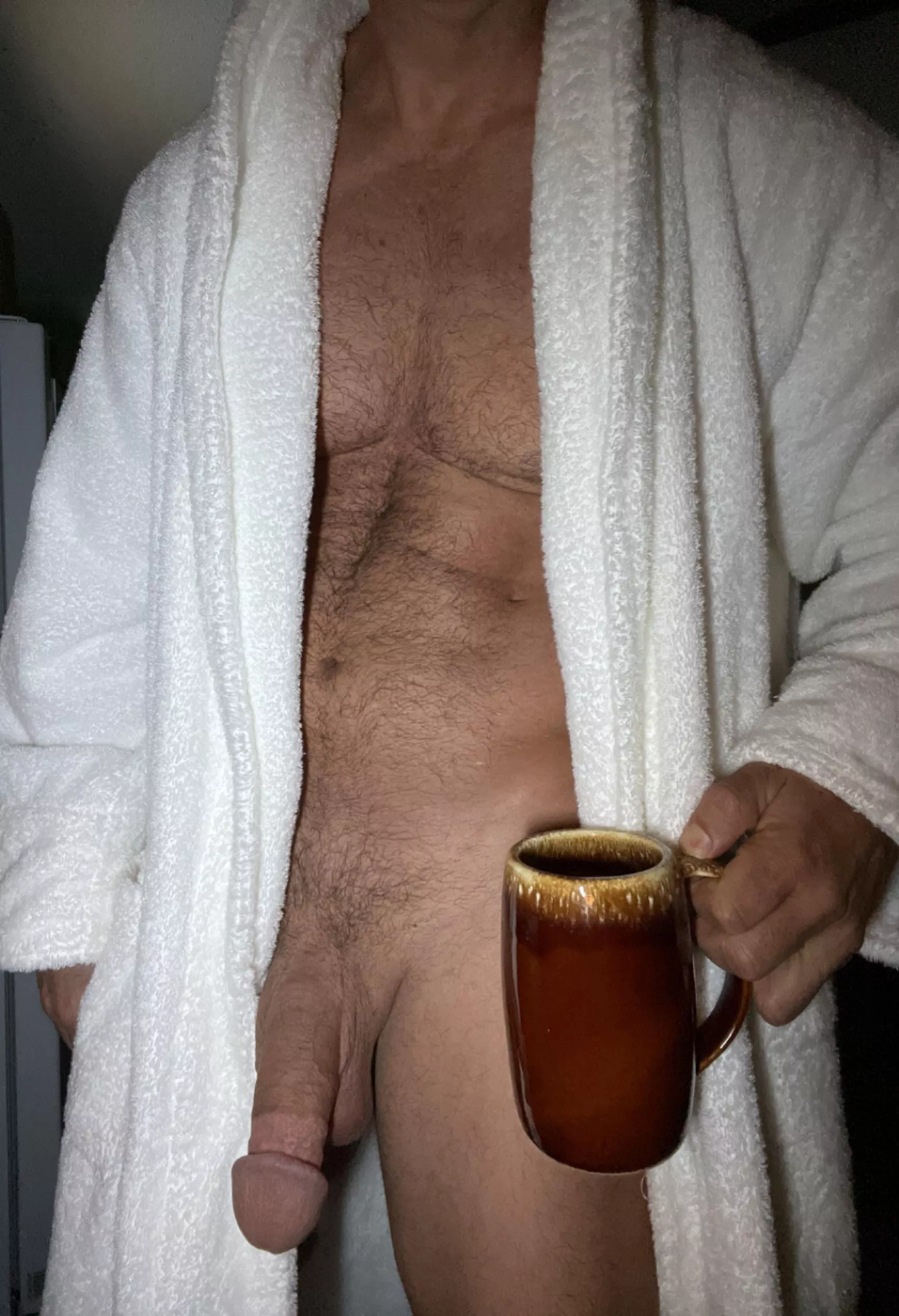 Coffee with it hanging down…..