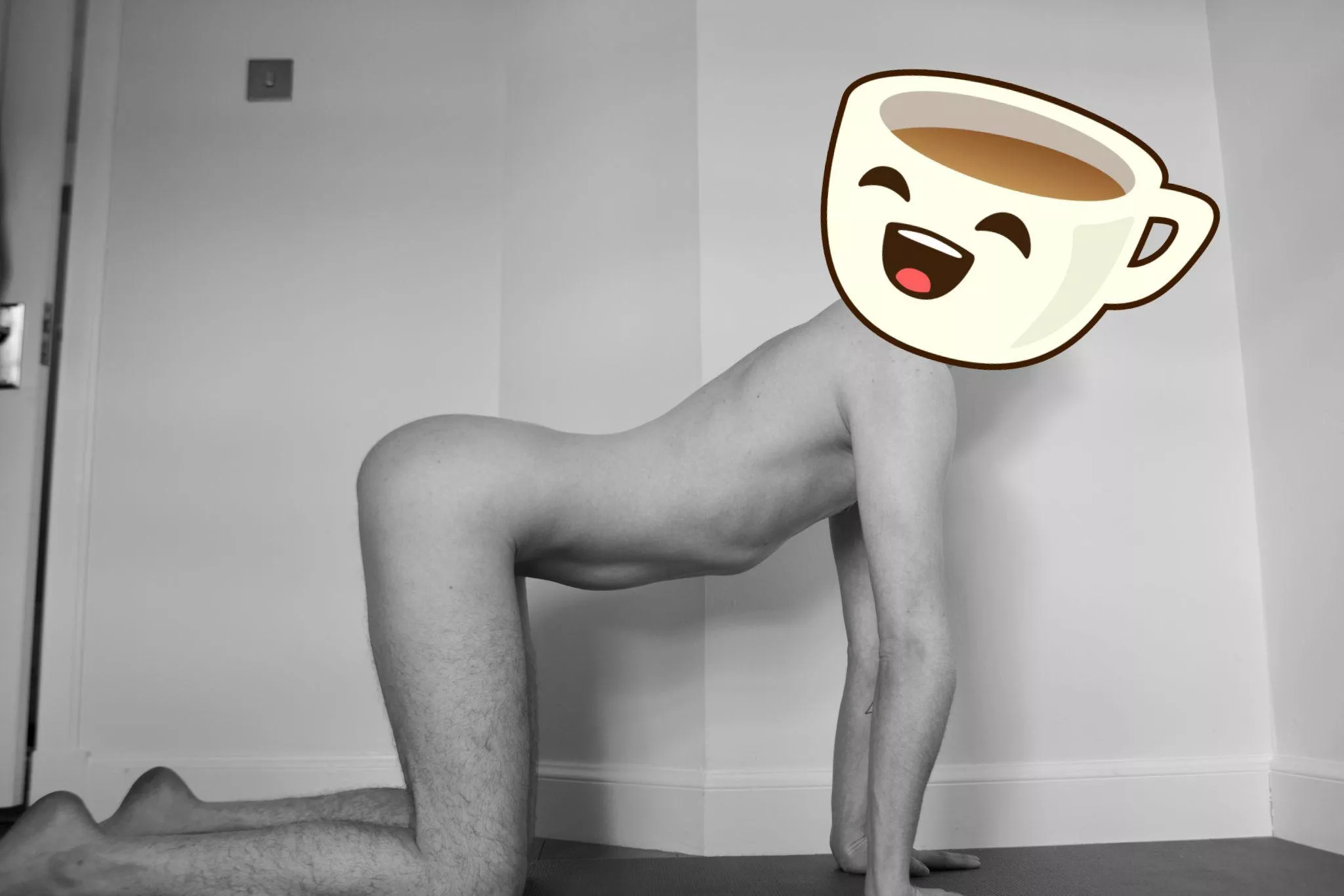 Cow pose first, coffee second