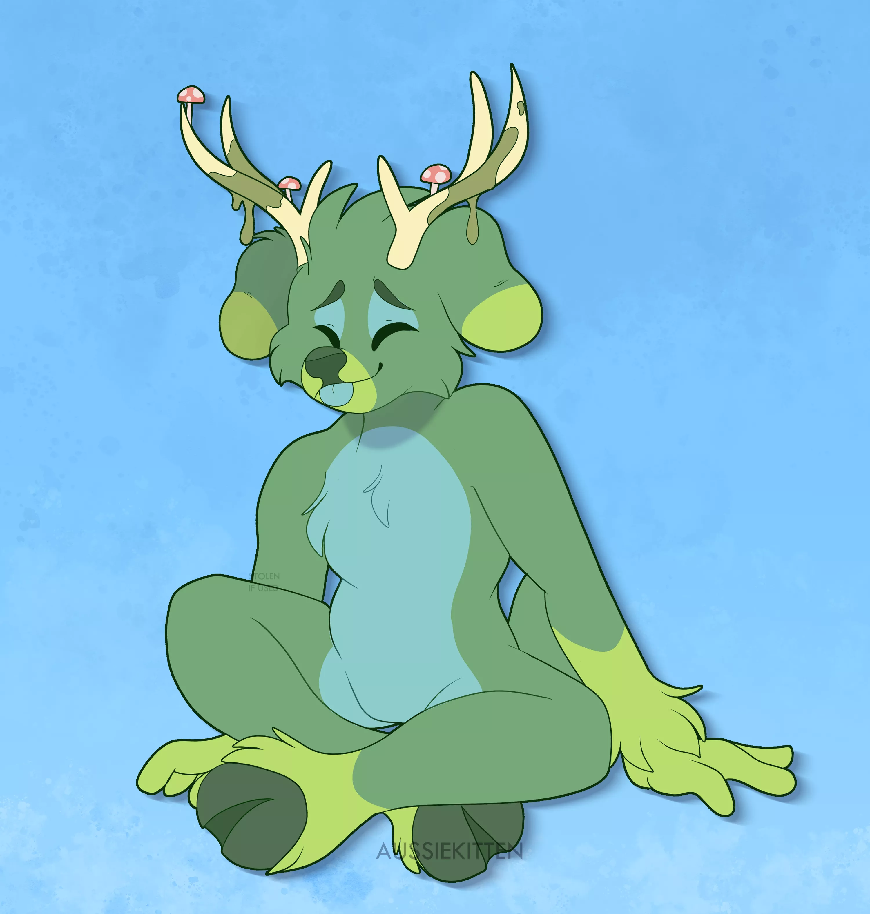 Deer smol blep 🦌💙 [Art by myself @aussie_kitten | Comm for dwarvenspade13 ]