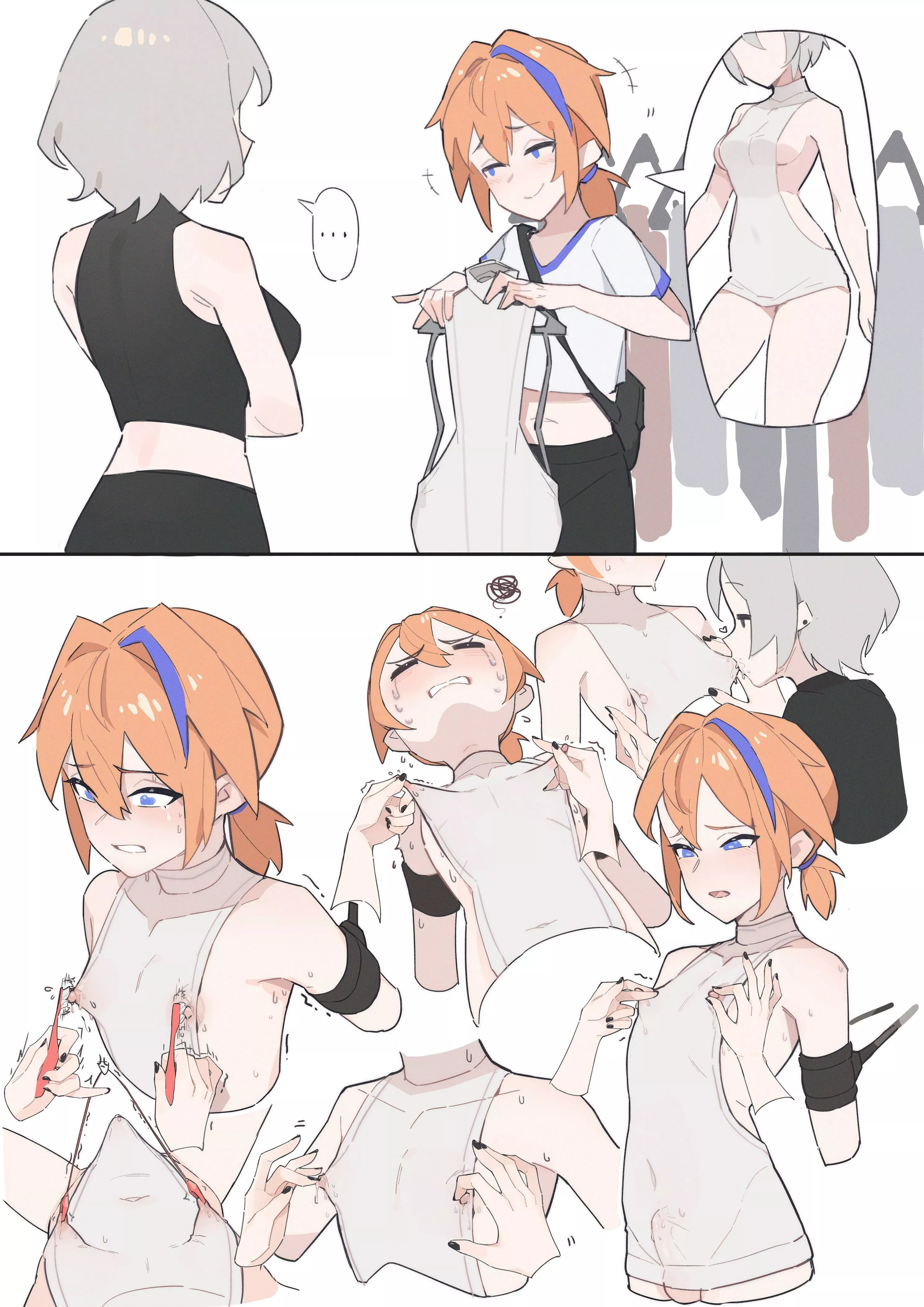 Dressing him up and teasing his nipples