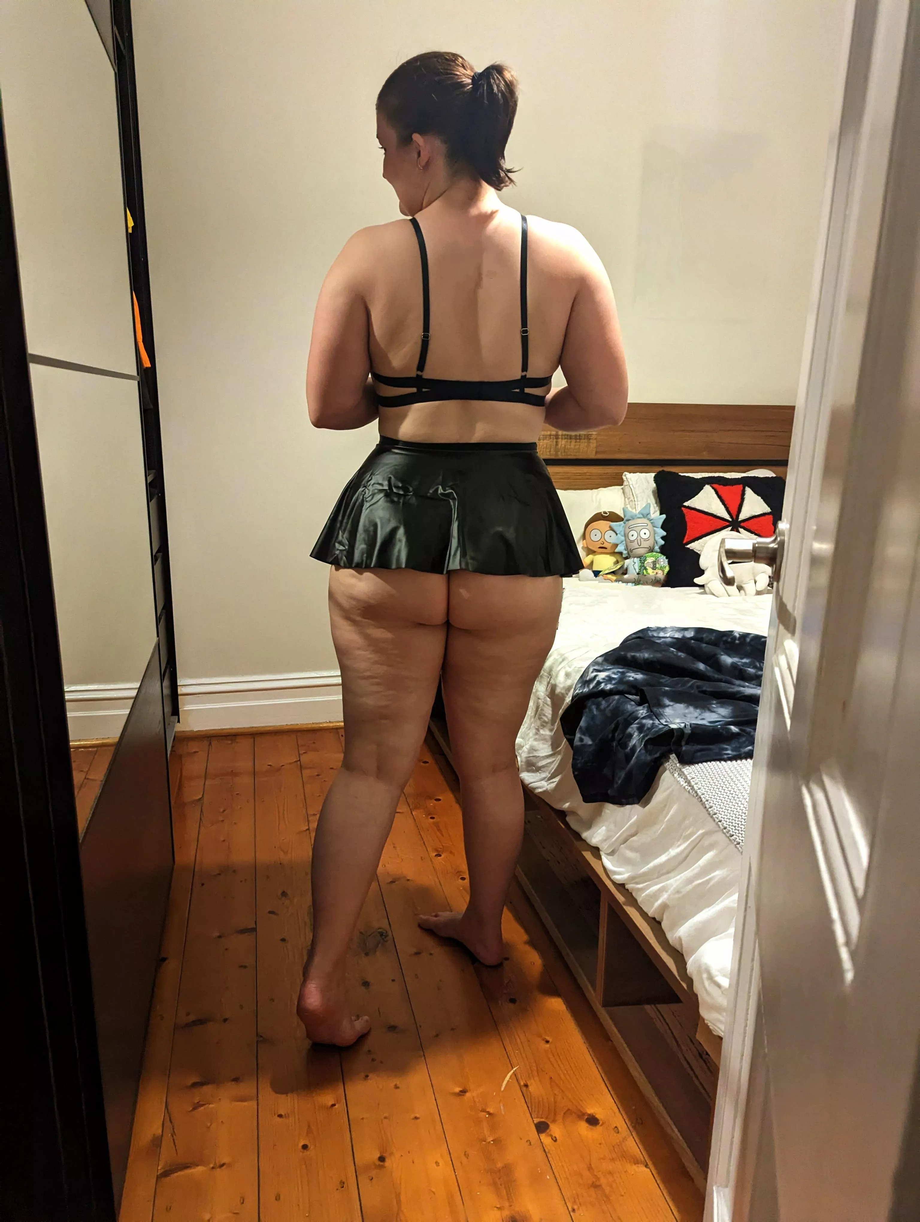 He fucked me so hard in my latex mini skirt!