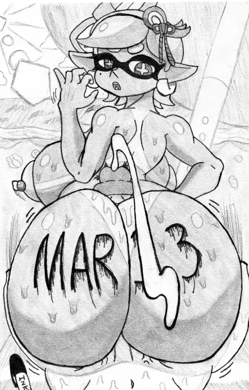 My Drawing for Mar13 Day of Marie giving an assjob on the beach!