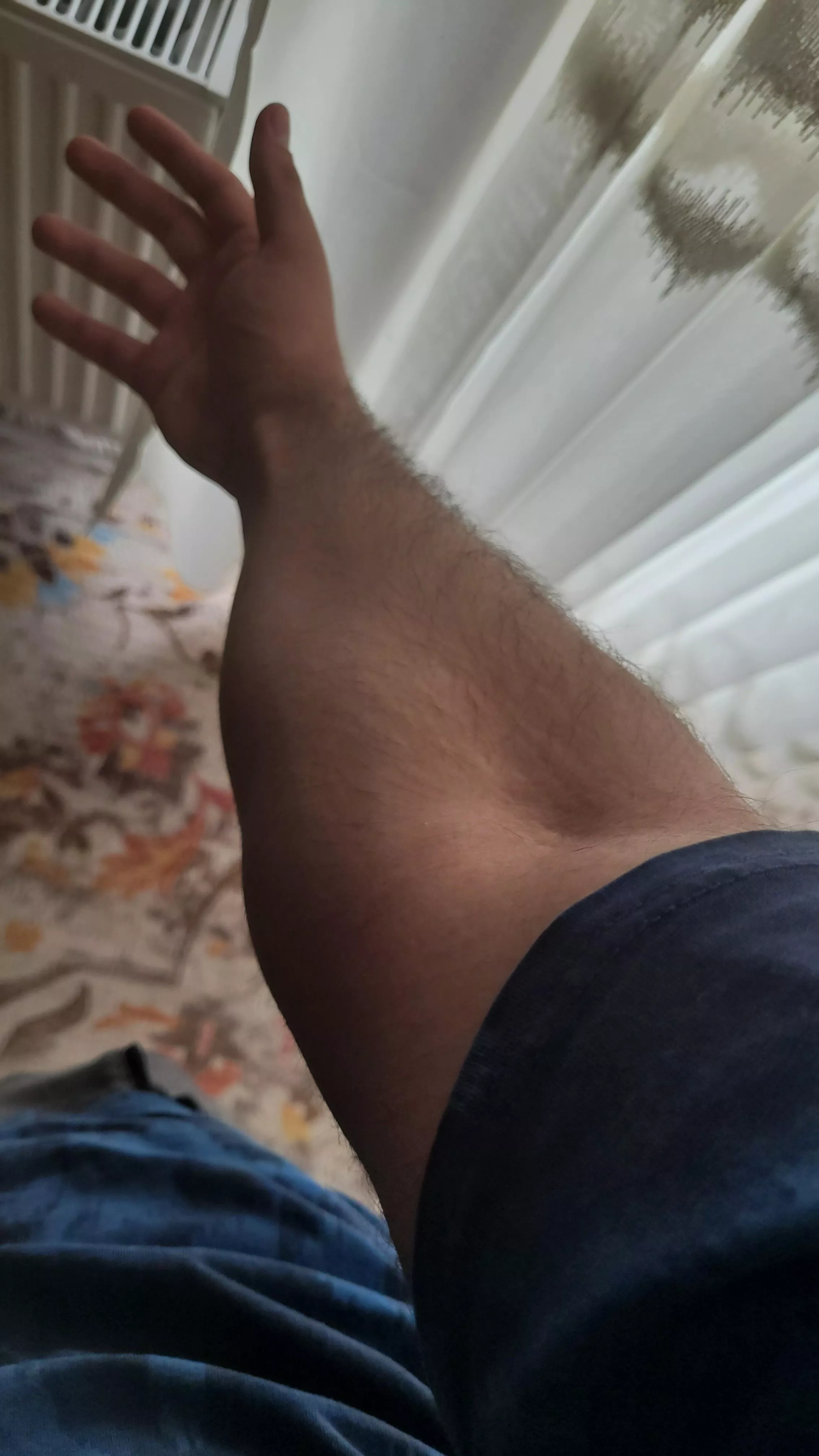 Wrap your hands around my arm with my hand on your throat.