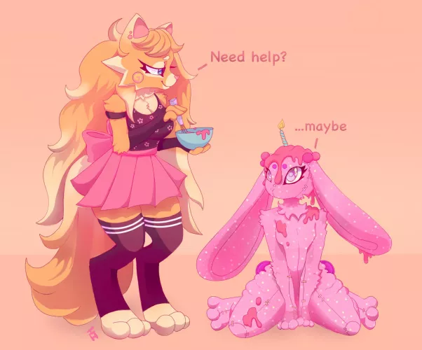 Baking assistance! 🍰✨(art by me)