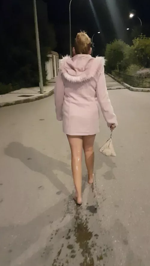 Fucked silly all night, naked under my coat, and i wanted to pee... so i did!
