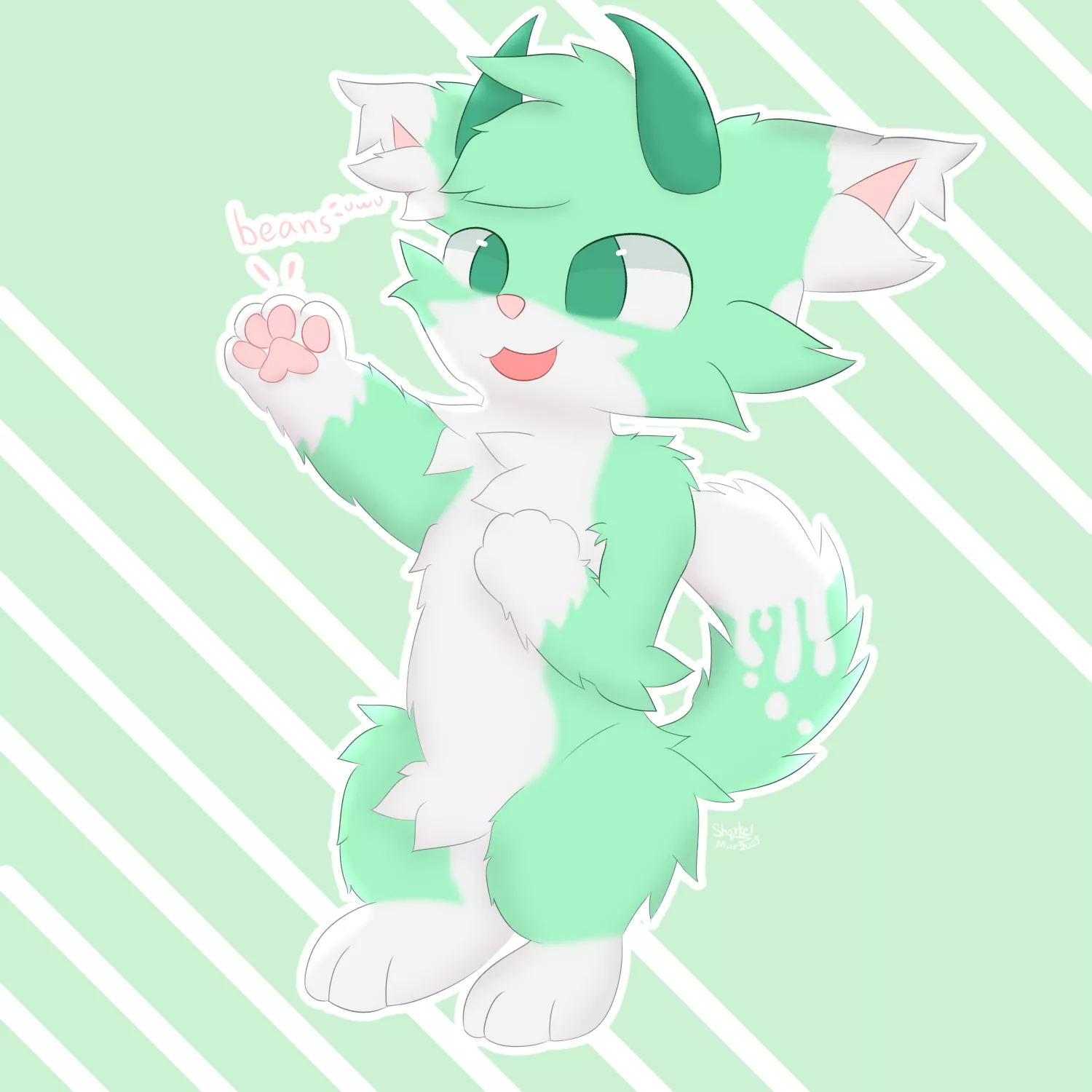 funni lil guy showing his beans :3 (a commission from my friend)