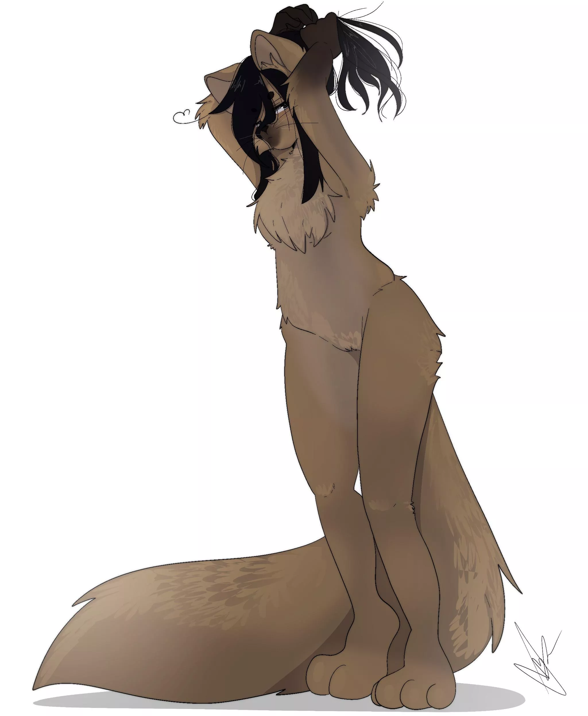 Grumpy. More art practice with my OC, been therapeutic drawing furry art again (art by me. Twitter: koshaichu)