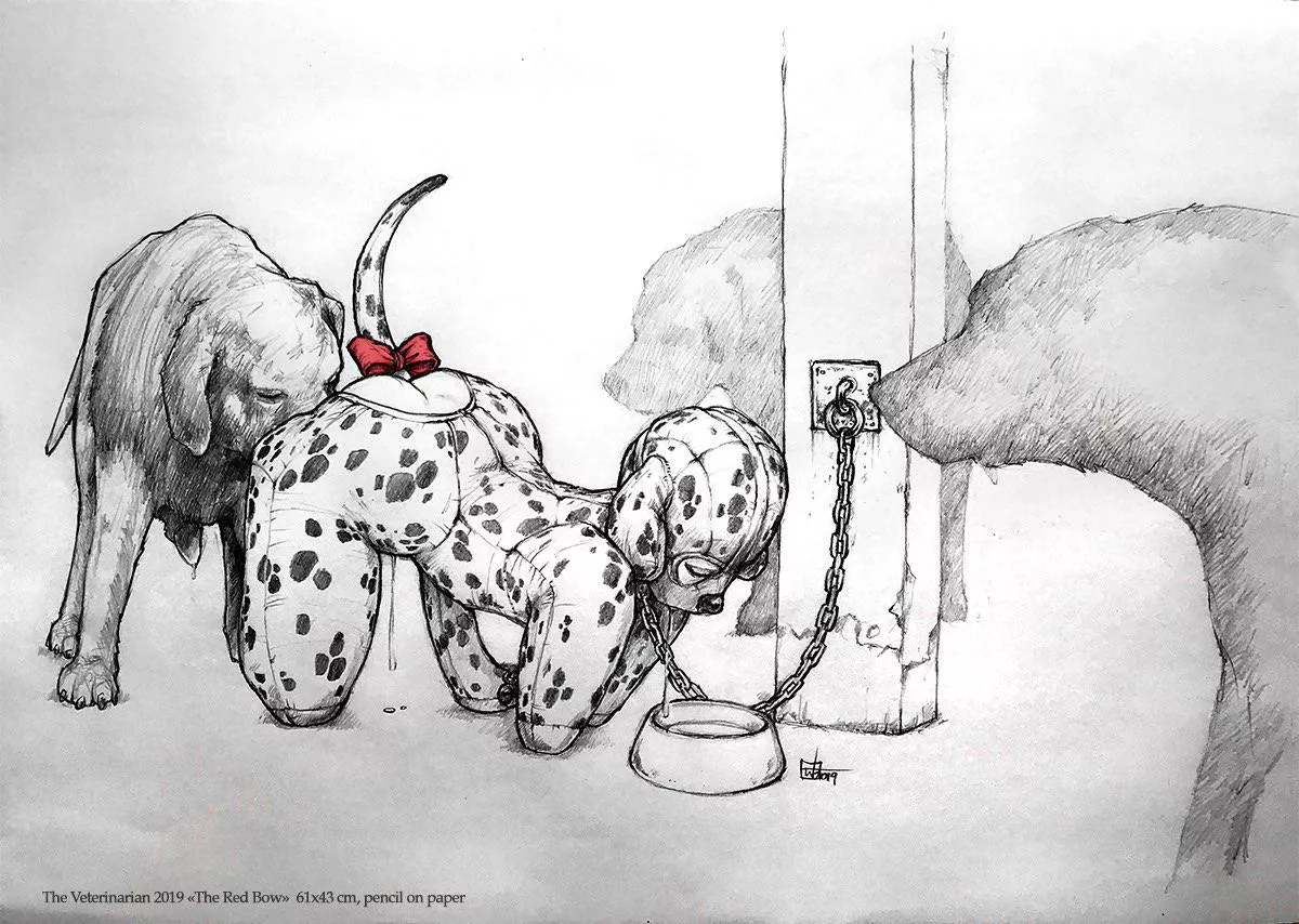 Helpless girl in a bitchsuit put outside for breeding